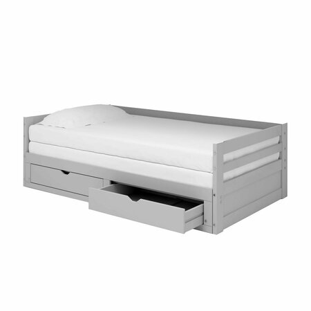 KD CAMA DE BEBE Jasper Twin to King Size Extending Day Bed with Storage Drawers Dove Gray KD3240081